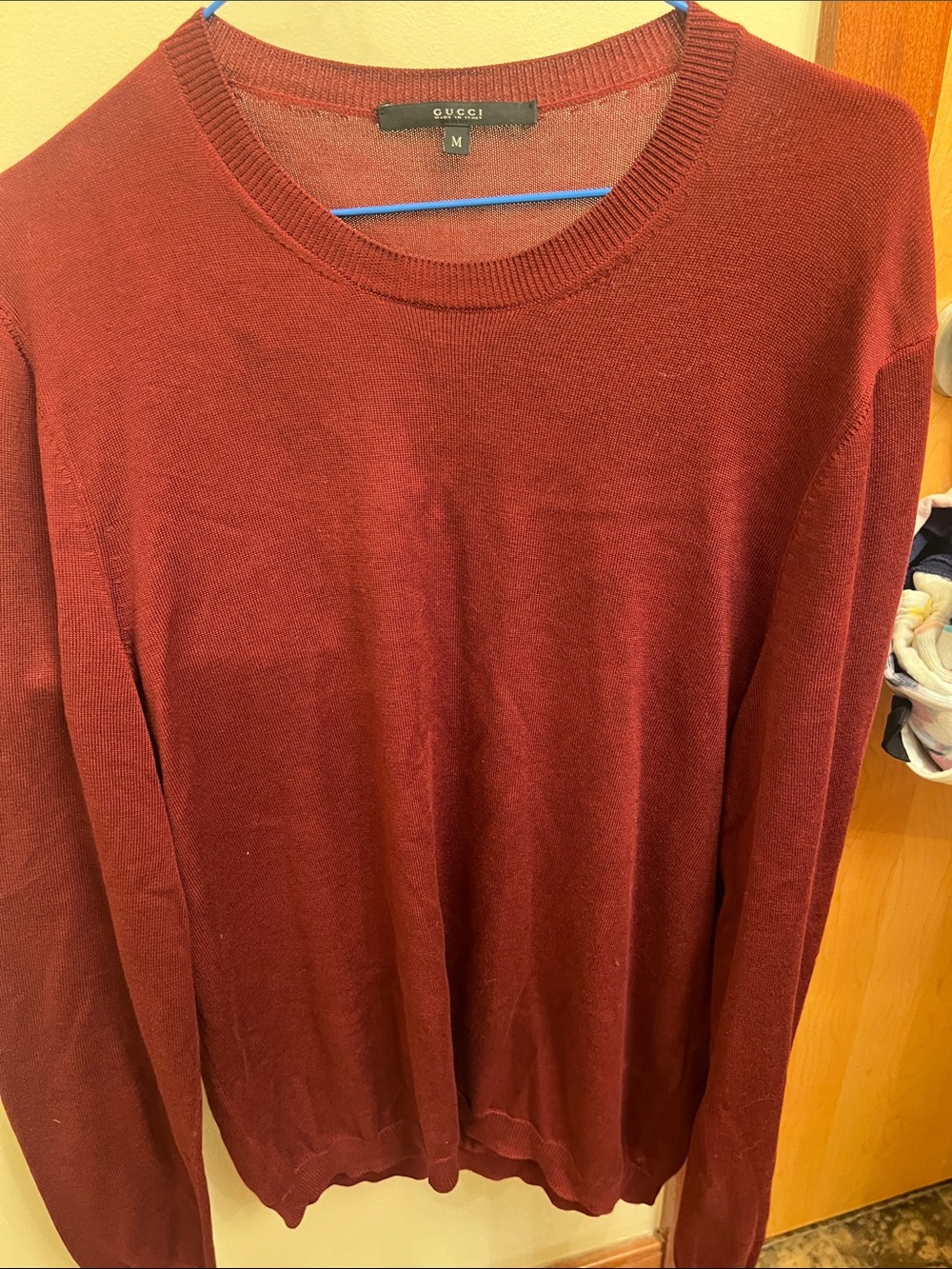 Gucci Men's Crewneck Sweater in Deep Burgundy